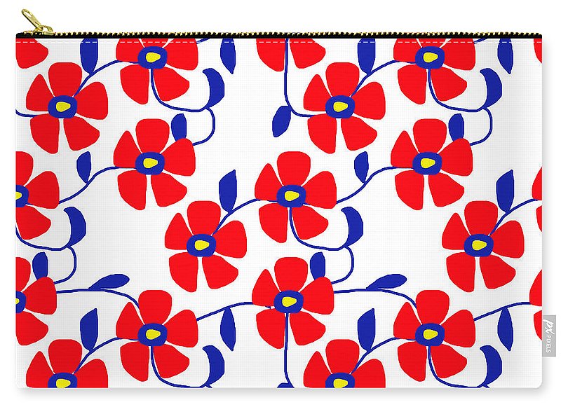 Red Flowers Blue Vines - Carry-All Pouch
