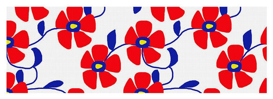Red Flowers Blue Vines - Yoga Mat