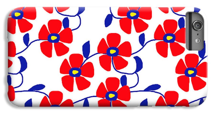 Red Flowers Blue Vines - Phone Case