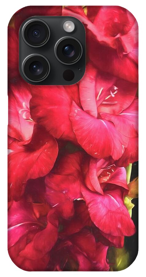 Red Gladiolas on Black - Phone Case