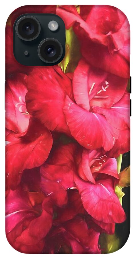 Red Gladiolas on Black - Phone Case