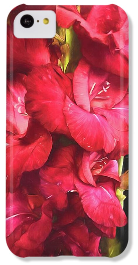 Red Gladiolas on Black - Phone Case