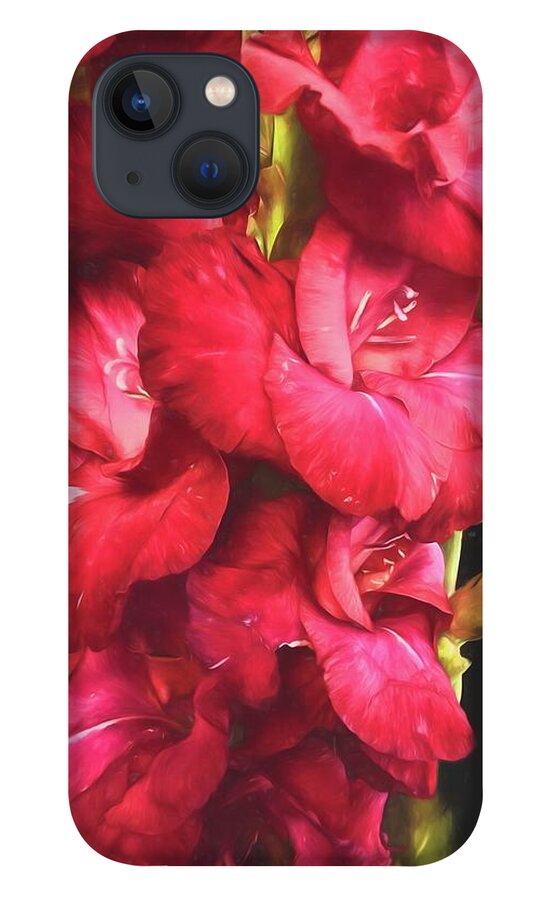 Red Gladiolas on Black - Phone Case