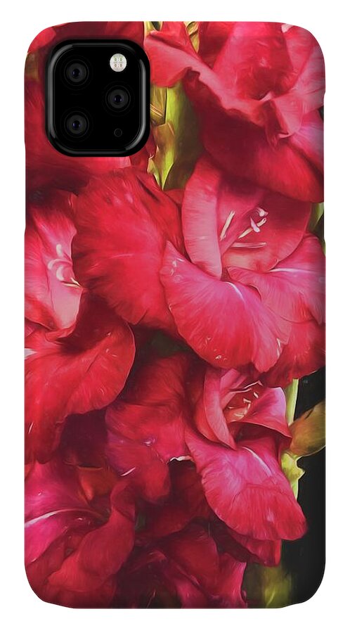 Red Gladiolas on Black - Phone Case