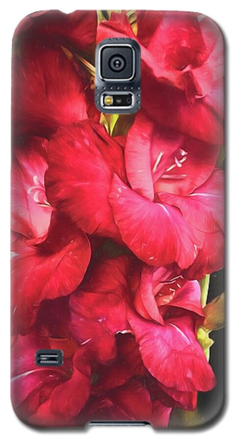 Red Gladiolas on Black - Phone Case