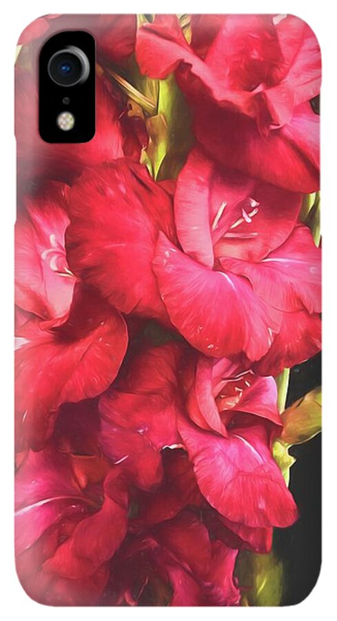 Red Gladiolas on Black - Phone Case