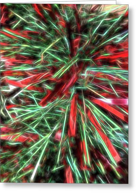 Red Green Christmas Garland Abstract - Greeting Card