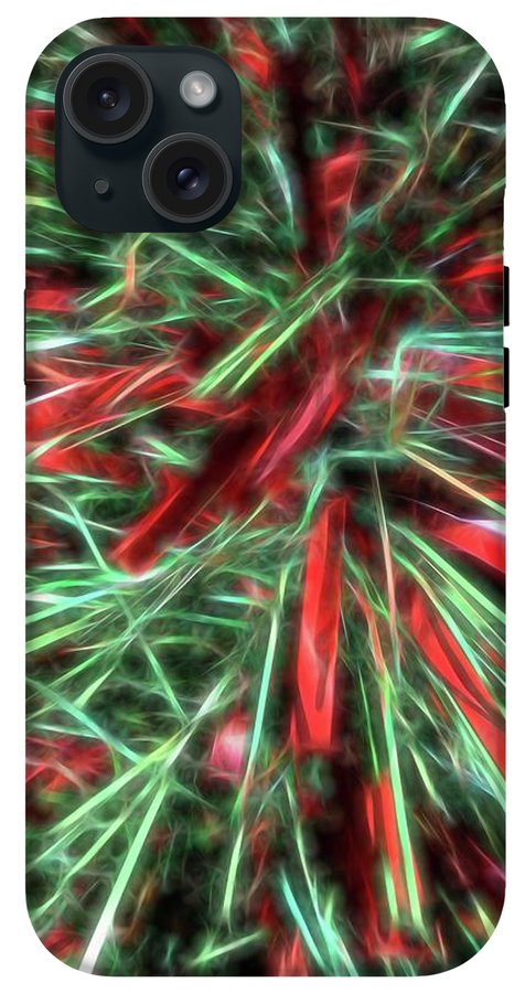 Red Green Christmas Garland Abstract - Phone Case