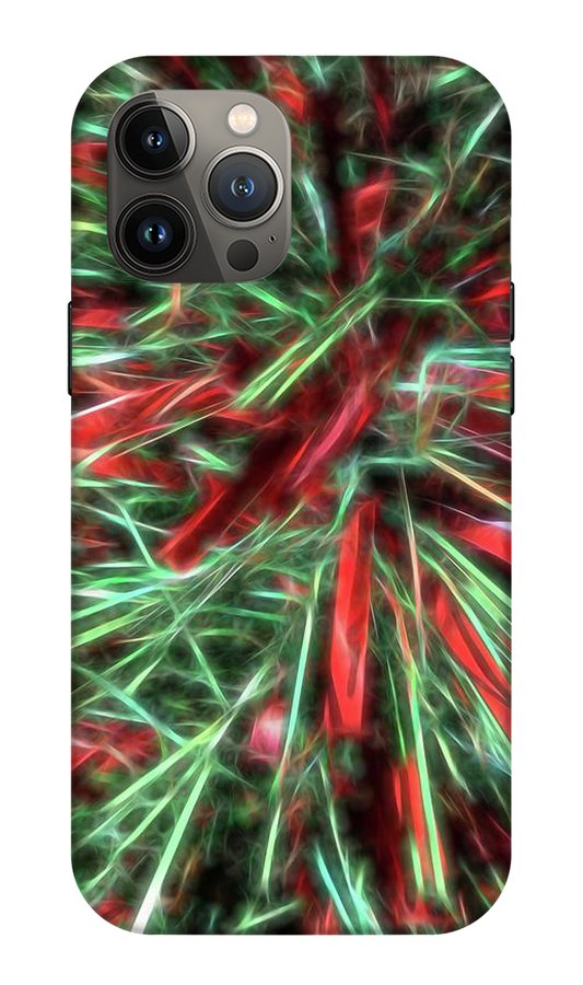 Red Green Christmas Garland Abstract - Phone Case