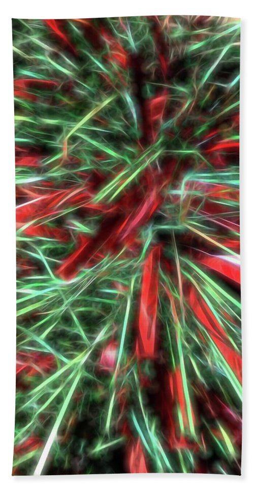 Red Green Christmas Garland Abstract - Bath Towel