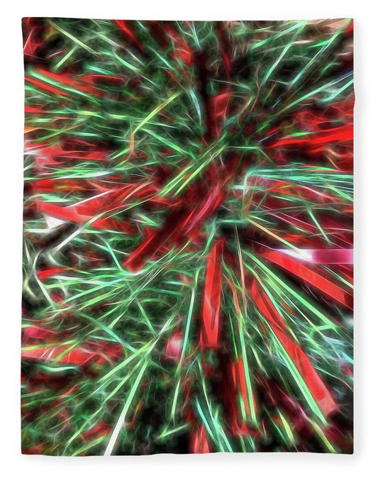 Red Green Christmas Garland Abstract - Blanket