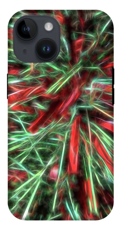 Red Green Christmas Garland Abstract - Phone Case