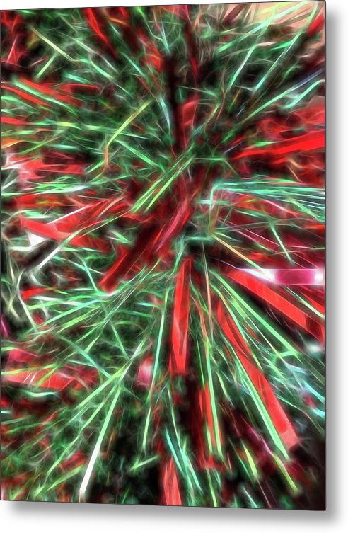 Red Green Christmas Garland Abstract - Metal Print