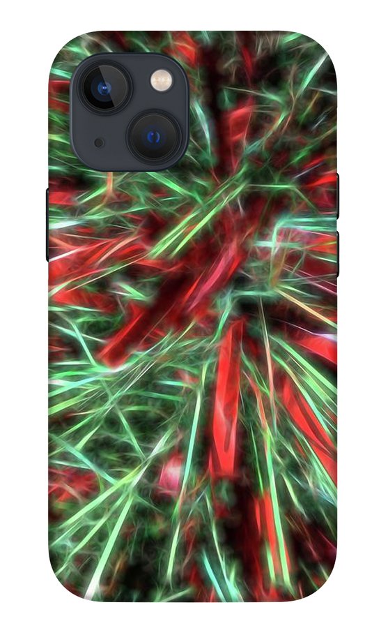 Red Green Christmas Garland Abstract - Phone Case