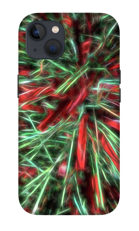 Red Green Christmas Garland Abstract - Phone Case