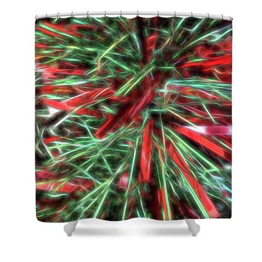 Red Green Christmas Garland Abstract - Shower Curtain