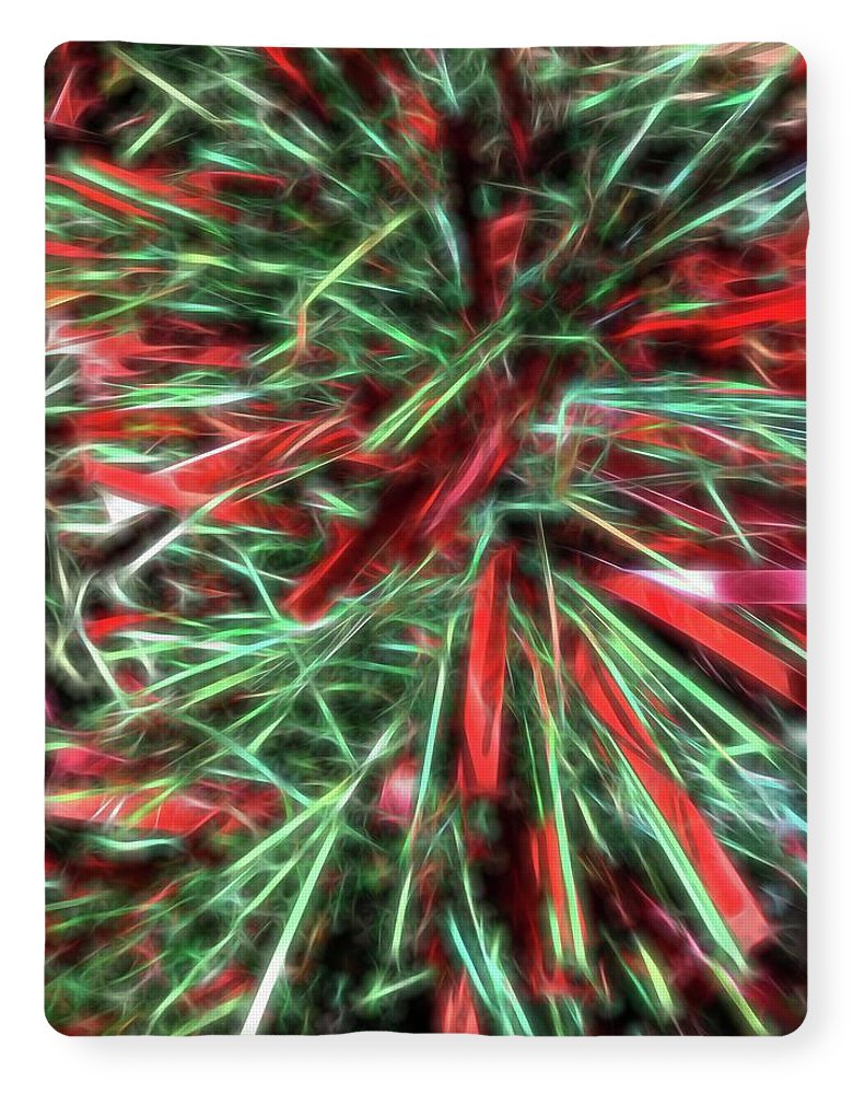 Red Green Christmas Garland Abstract - Blanket