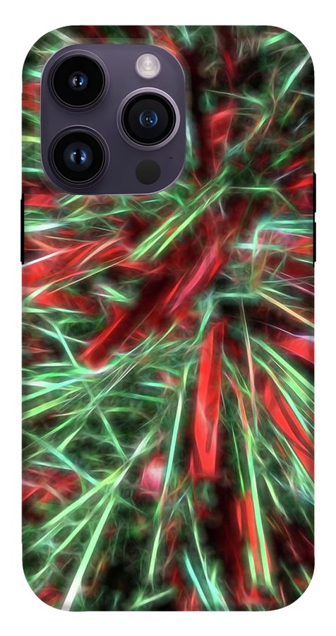 Red Green Christmas Garland Abstract - Phone Case