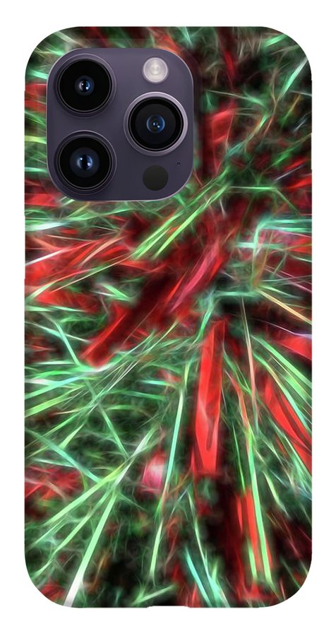Red Green Christmas Garland Abstract - Phone Case