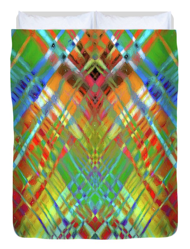 Red Green Freestyle Plaid - Duvet Cover