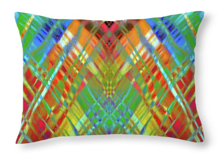 Red Green Freestyle Plaid - Throw Pillow