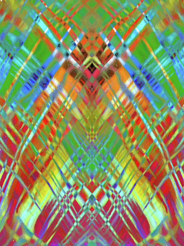 Red Green Freestyle Plaid - Art Print