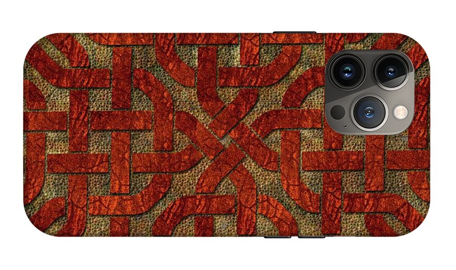 Red Leather Celtic Knot Square - Phone Case