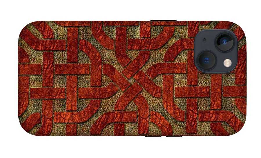 Red Leather Celtic Knot Square - Phone Case