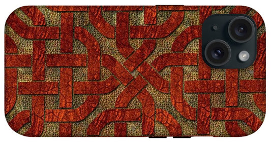 Red Leather Celtic Knot Square - Phone Case