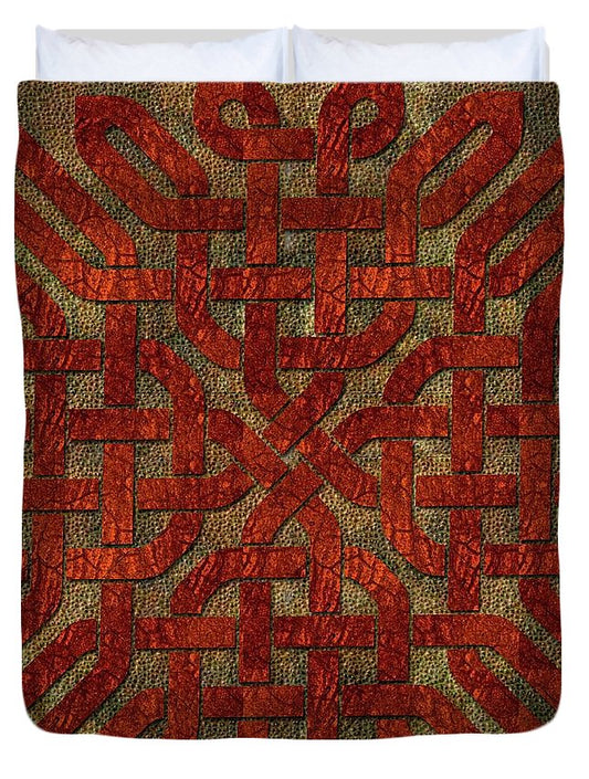Red Leather Celtic Knot Square - Duvet Cover
