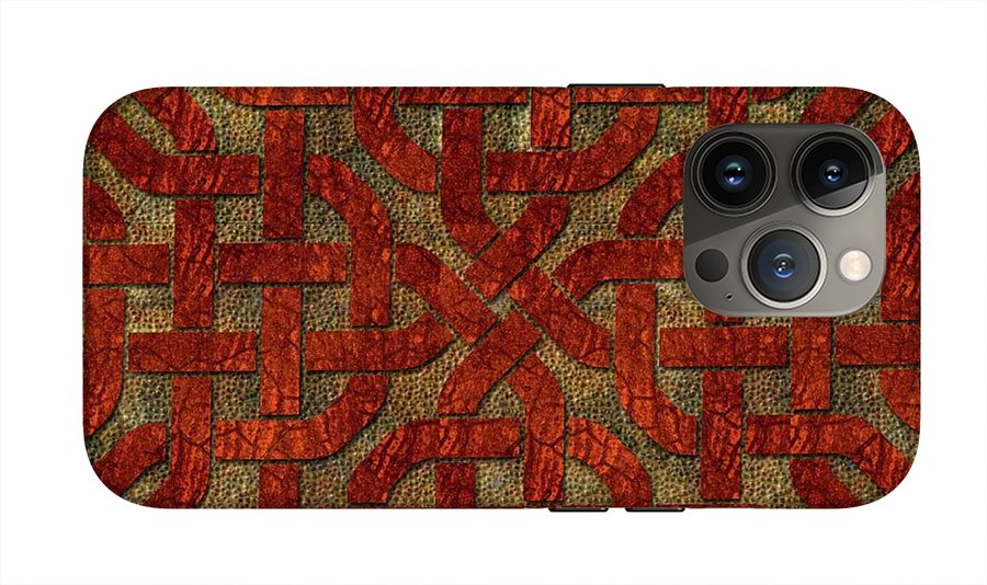 Red Leather Celtic Knot Square - Phone Case