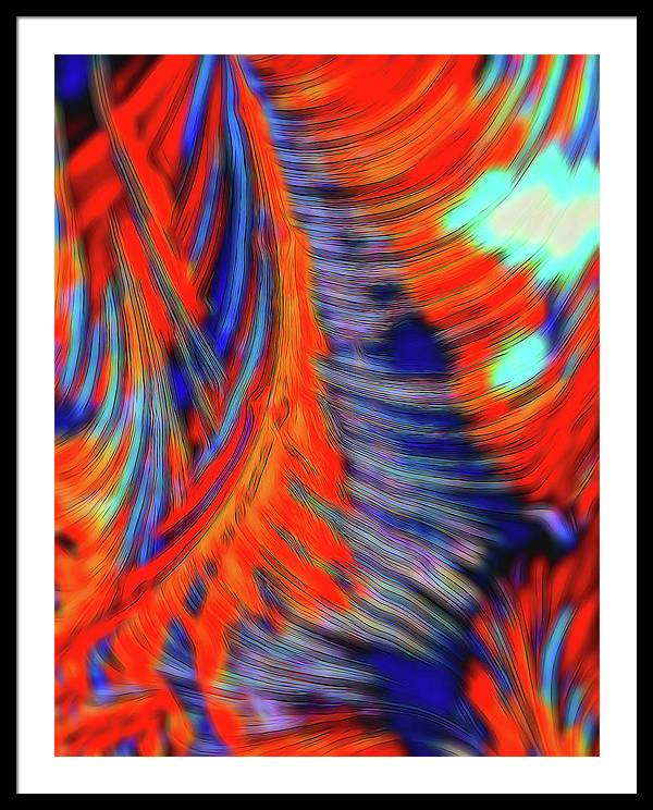 Red Orange Tie Dye Fractal Abstract - Framed Print
