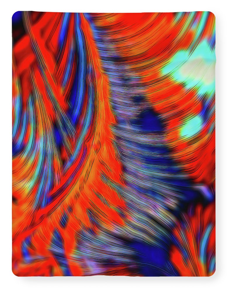 Red Orange Tie Dye Fractal Abstract - Blanket