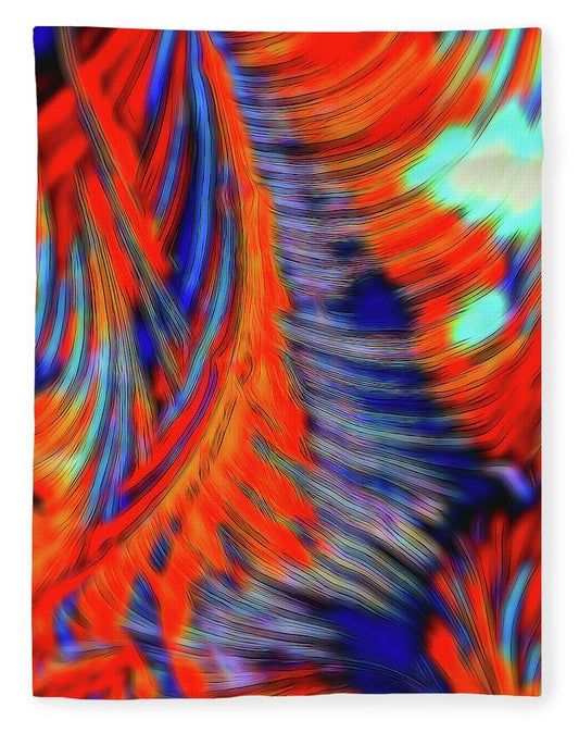 Red Orange Tie Dye Fractal Abstract - Blanket