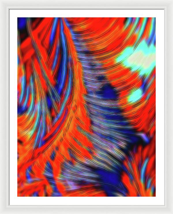 Red Orange Tie Dye Fractal Abstract - Framed Print