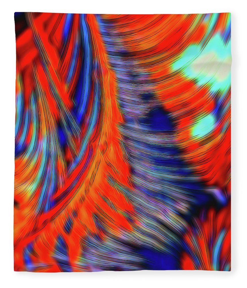 Red Orange Tie Dye Fractal Abstract - Blanket