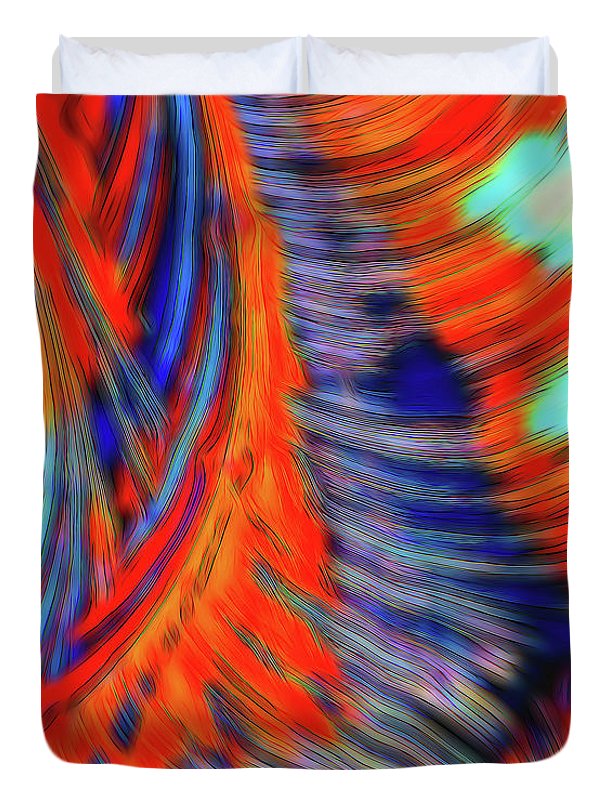 Red Orange Tie Dye Fractal Abstract - Duvet Cover