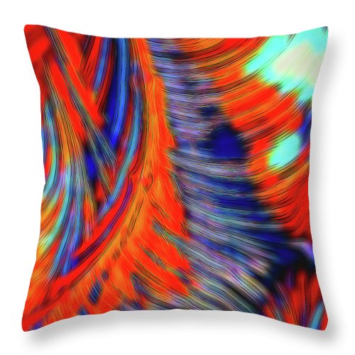 Red Orange Tie Dye Fractal Abstract - Throw Pillow