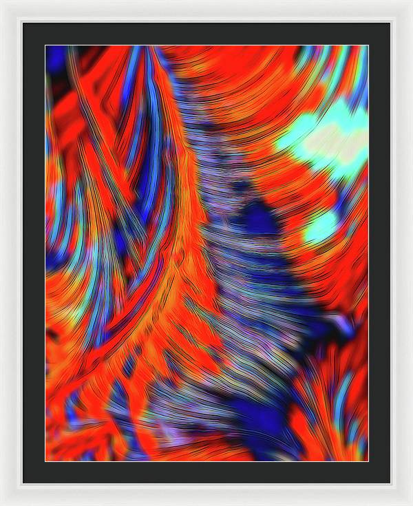 Red Orange Tie Dye Fractal Abstract - Framed Print