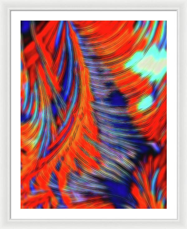 Red Orange Tie Dye Fractal Abstract - Framed Print