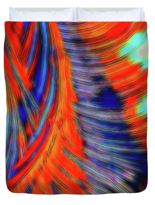 Red Orange Tie Dye Fractal Abstract - Duvet Cover