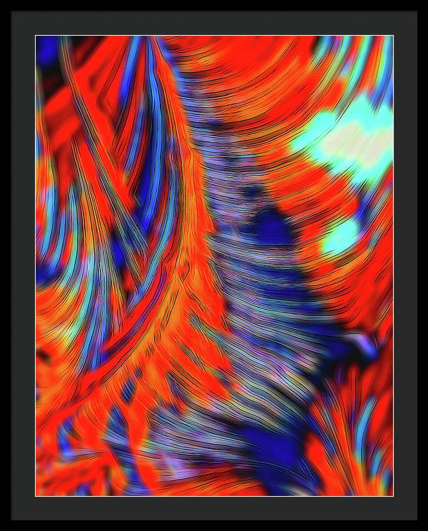 Red Orange Tie Dye Fractal Abstract - Framed Print
