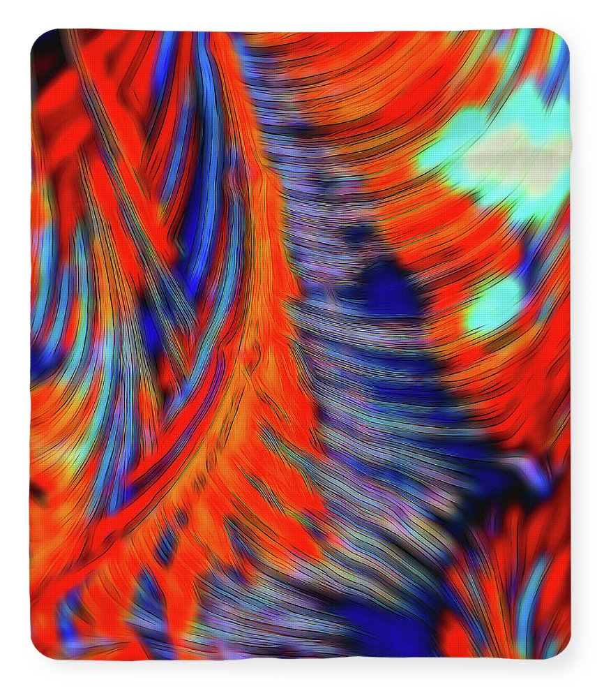 Red Orange Tie Dye Fractal Abstract - Blanket