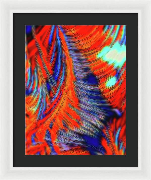 Red Orange Tie Dye Fractal Abstract - Framed Print