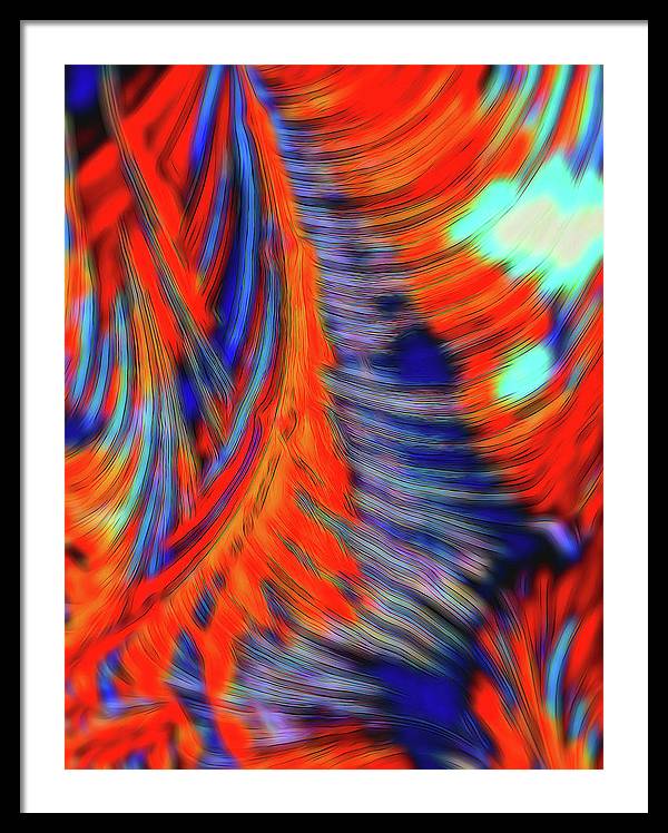 Red Orange Tie Dye Fractal Abstract - Framed Print