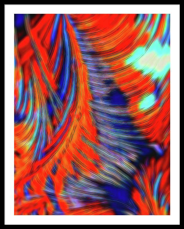 Red Orange Tie Dye Fractal Abstract - Framed Print