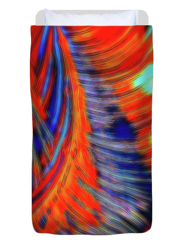 Red Orange Tie Dye Fractal Abstract - Duvet Cover