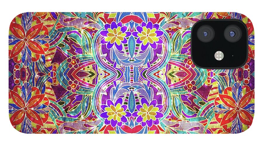 Red Purple Sparkle Floral - Phone Case