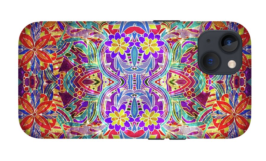 Red Purple Sparkle Floral - Phone Case