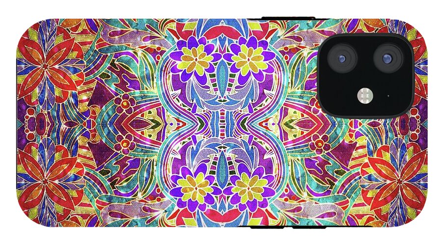 Red Purple Sparkle Floral - Phone Case